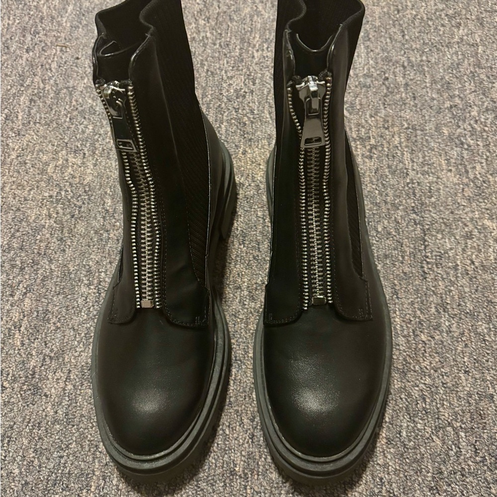 Steven By Steve Madden Aliyah Black Moto Combat Boots - size 9